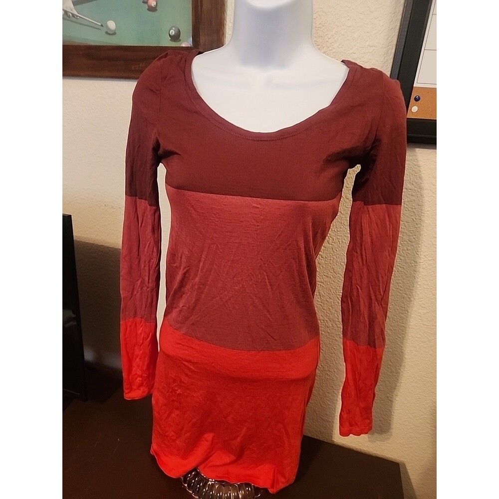 Threads For Thought Women Size M Long Sleeve Shirt Multi-Color Striped Tunic Tee